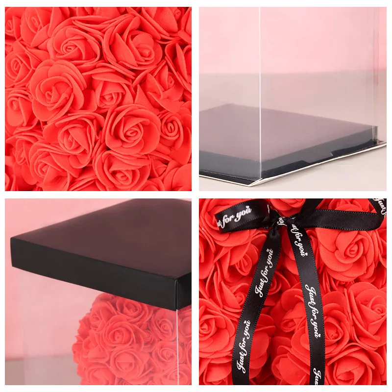 Handmade DIY Eternal Rose Bear Kit, Creative Foam Flower Head Material Set for Crafting, Romantic Wedding Proposal, Birthday, Engagement, Valentine’s Day, Small Gift Box for Women 5