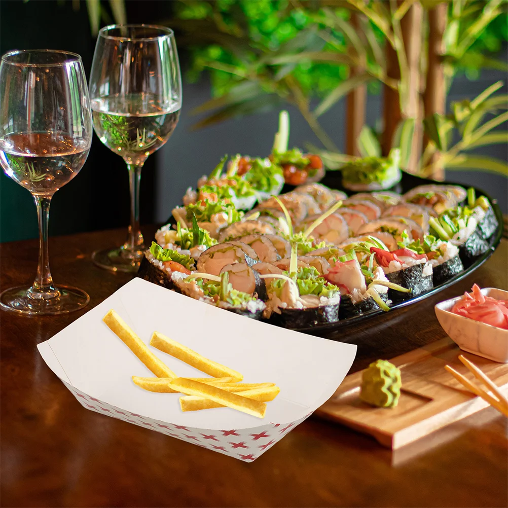 50pcs Disposable Kraft Paper Food Boats Trays for Hot Dogs, Chicken Wings, French Fries, BBQ, Snacks, Takeout, Party Catering, Outdoor Events, Restaurant Serving Containers, Eco-Friendly Paper Snack Trays - 图片 6