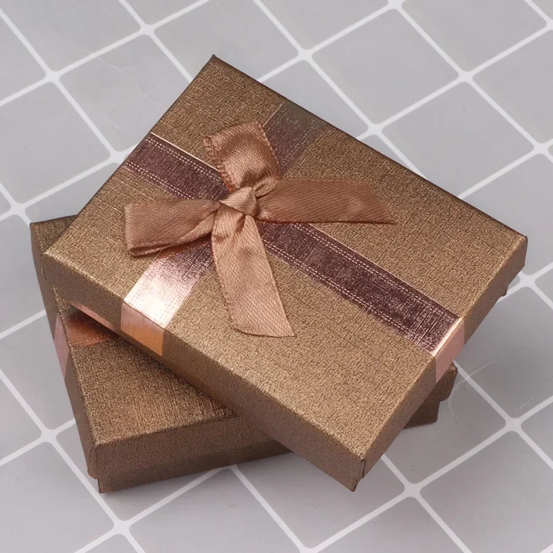 Velvet Metal Necklace Holder and Cardboard Jewelry Gift Box with Butterfly Bow – Sponge Lined Rectangle Packaging for Rings, Bracelets, Earrings and Necklaces – Elegant Jewelry Display and Storage