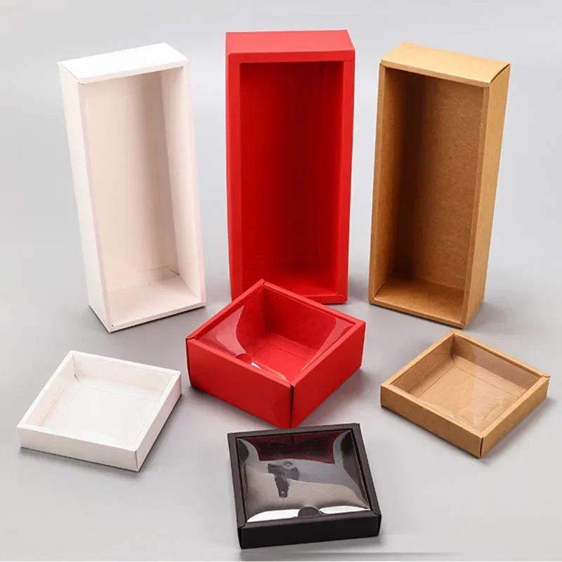 10Pcs Transparent Kraft Paper Gift Boxes with Clear Window, Multi-Size DIY Packaging for Handmade Soap, Jewelry, Candy Wrapping, Cookies, Cake, Bread, Party Decorations and Wedding Favor Display - 图片 3