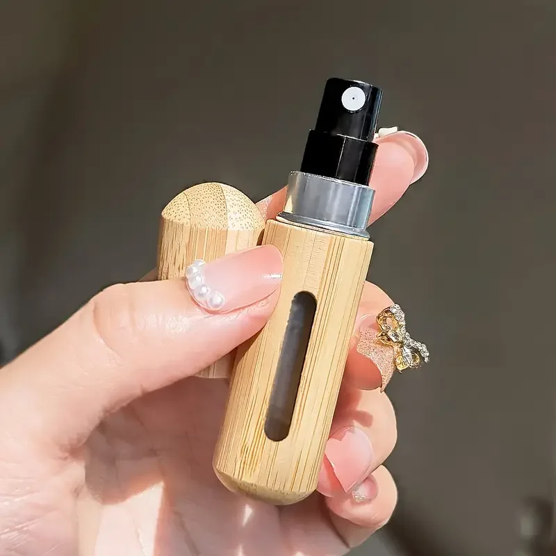 5ml 8ml Bamboo Mini Spray Bottle for Travel, Portable Refillable Cosmetic Atomizer with Visible Window, Eco-Friendly Liquid Container for Face, Body Care, Essential Oils, Gift-Ready Bottle 5ml 8ml Bamboo Mini Spray Bottle for Travel, Portable Refillable Cosmetic Atomizer with Visible Window, Eco-Friendly Liquid Container for Face, Body Care, Essential Oils, Gift-Ready Bottle