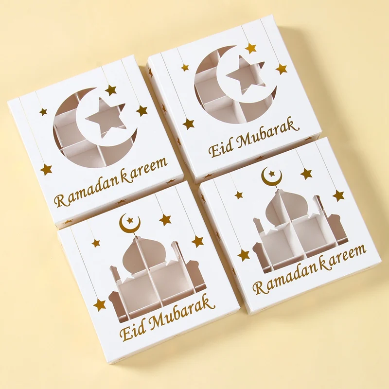 2Pcs Eid Mubarak Cake Boxes with Clear Window, Ramadan Kareem Transparent Candy and Chocolate Packaging Containers, Islamic Muslim Party Supplies for Home Decor, Dessert and Gift Presentation 10