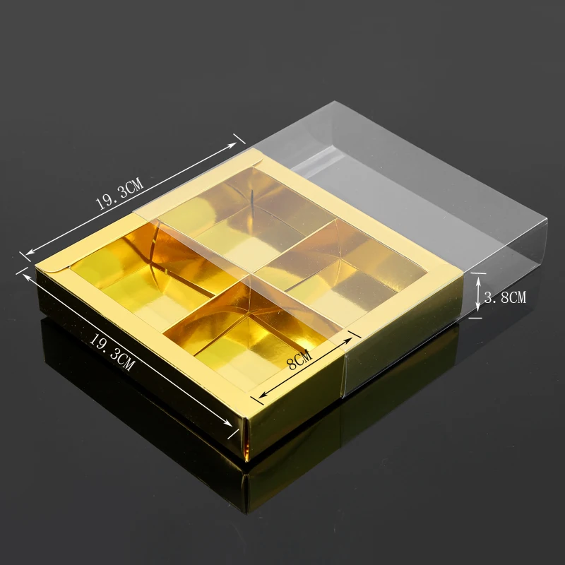 10PCS Chocolate Macarons and Mooncake Boxes with 4/9 Grid Inserts, PVC Transparent Window Gift Packaging, Ideal for Weddings, Christmas, Birthdays, Party Favors, Desserts, and Holiday Celebrations