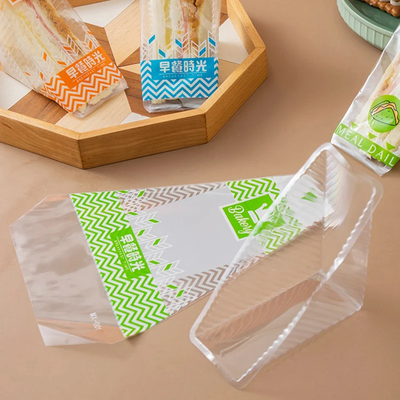 100 Pieces Transparent Anti-Fog Disposable Triangle Sandwich Bags 17.5x23.5cm for Sandwiches, Toast, Burgers, Cake & Bread Packaging, Easy Tear, Food-Safe, Lightweight & Practical for Home & Commercial Use 9