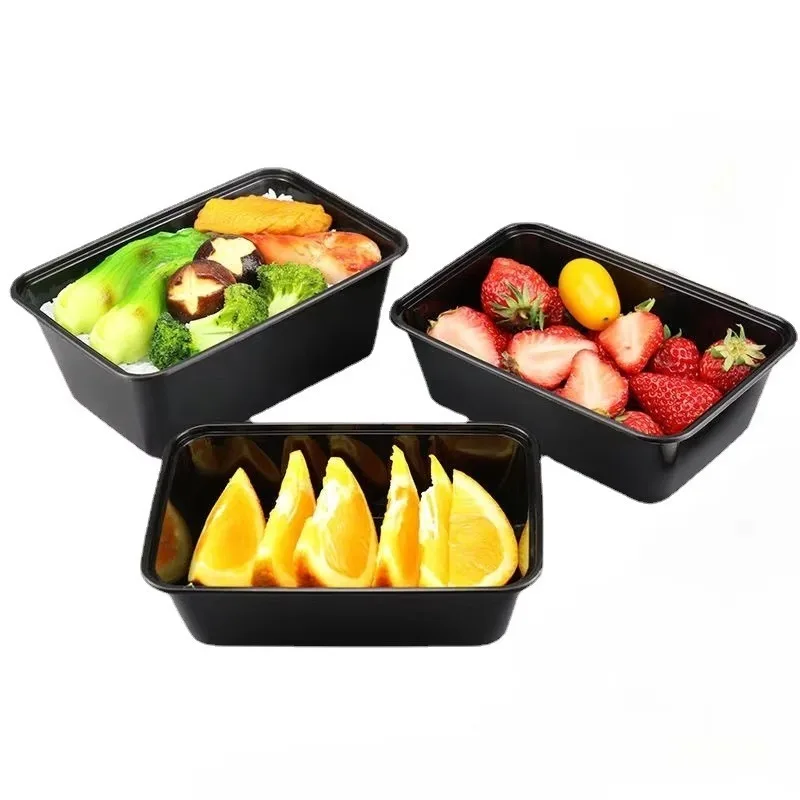 10/20PCS Black Food Box Leakproof Meal Prep Container Bento Box Fruit Salad Kitchen Takeout Storage Disposable Food Storage Box for Fridge Party Picnic Cooking Preparation 1