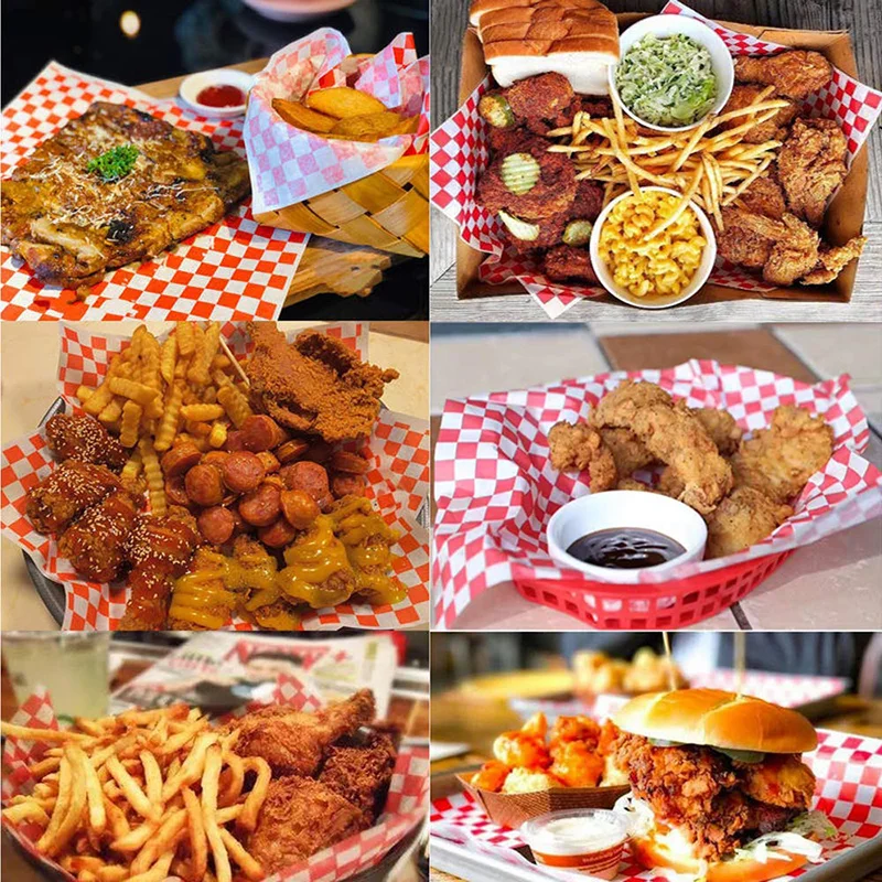 100 Pcs Food-Grade Greaseproof Wrapping Paper Sheets for Fast Food, Pizza, Burgers, and Fried Snacks – Eco-Friendly Wax Paper Liner, Rectangular Foldable Design, Non-Toxic Oil-Barrier Sheets for Baking, Pastry, and Takeaway 5