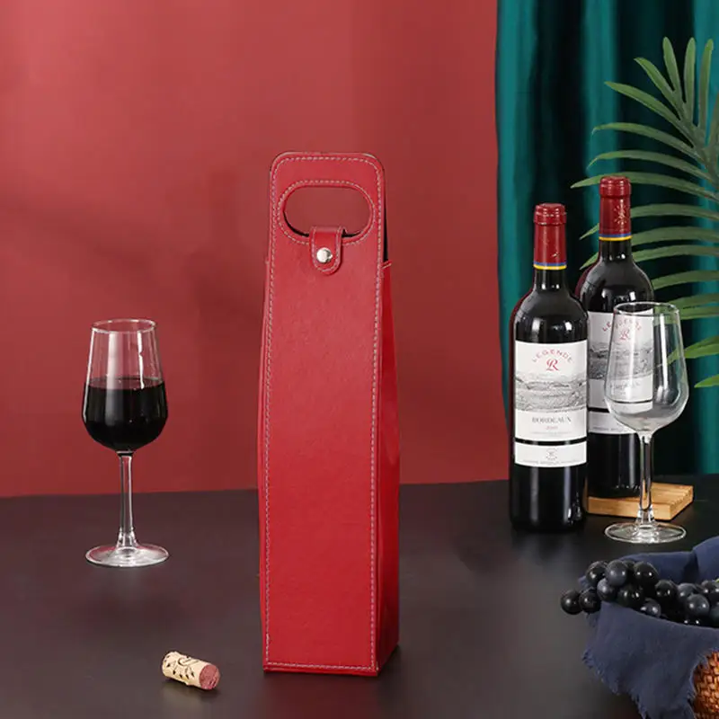 Luxury PU Leather Wine Bottle Gift Box – 2025 Hot Sale Universal Red Wine Packaging Bag for Single Glass Bottle, Elegant Leather Tote Carrier with Handle, Ideal for Gifting, Business & Celebrations - 图片 5