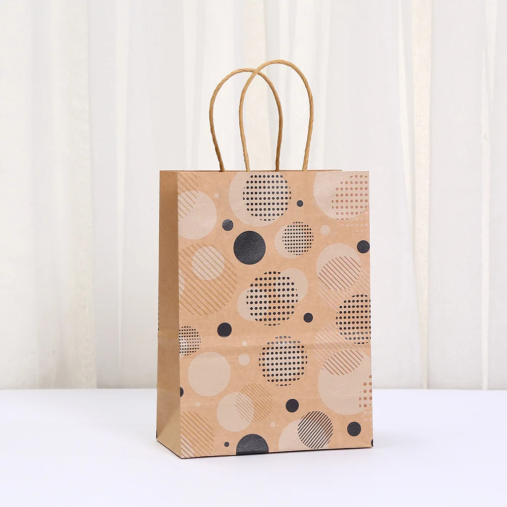 2025 New Polka Dot Kraft Paper Gift Bags, Reusable Eco-Friendly Tote Bags with Twisted Handles for Birthday Party Favors, Boutique Packaging, Holiday Gifting, Craft Fairs, Stylish Durable Designer Bags - 图片 4