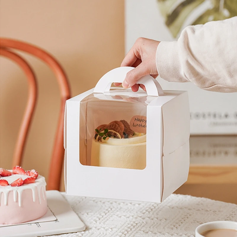 10Pcs Cake Boxes with Clear Window, Paper Gift Packaging Containers for Wedding Birthday Party Muffins Cupcakes Desserts, Baby Shower and Party Favor Storage Display 3