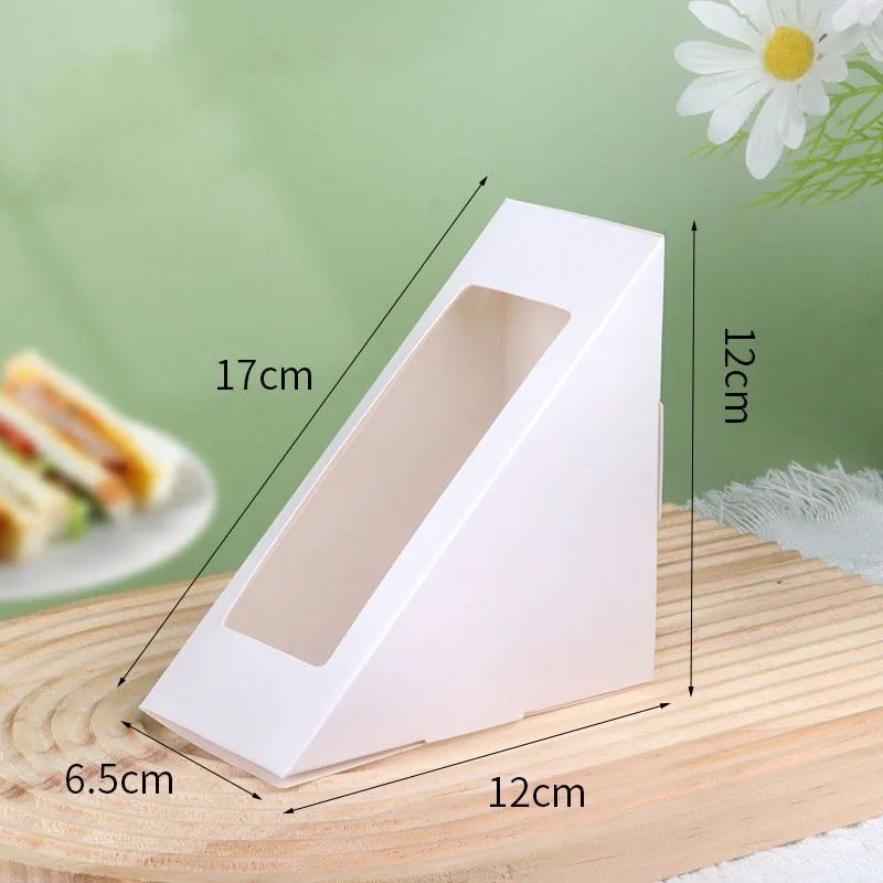 Kraft Paper Sandwich Boxes with Clear Window – Disposable Triangular Packaging for Sushi, Charcuterie, Cake Slice, Bakery Display, and Takeaway Services - 图片 9