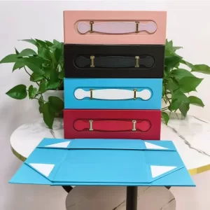 100pcs Solid Color Flip Cover Folding Packaging Gift Boxes with Handle, Manufacturer Customized Handheld Flat Bottom Cardboard Boxes for Gift Wrapping, Retail, and Event Packaging Solutions
