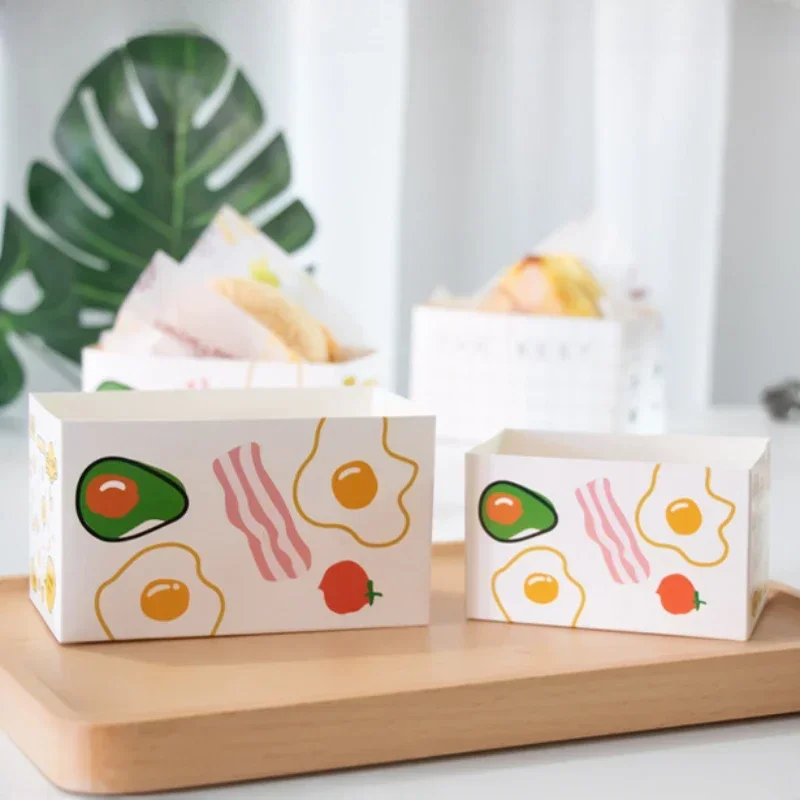 50pcs Foldable Sandwich & Toast Paper Boxes, Waterproof & Oil-Resistant Takeout Packaging for Burgers, Baked Goods, Snacks, Bakery, Party Catering, Meal Prep, Eco-Friendly Food Containers - 图片 3