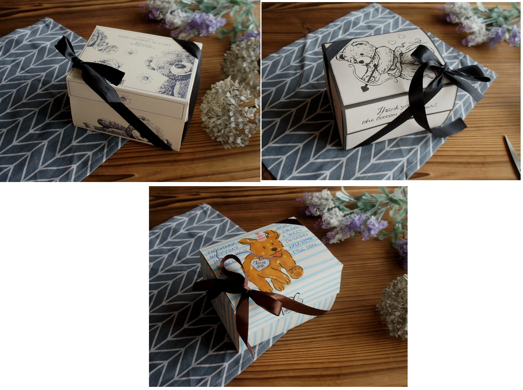10 Pcs Blue Dog Bear Doll Paper Boxes 15.5×10×12cm for Wedding Birthday Valentine’s Day Chocolate Cookies Candy Macaron Packaging Food Safe Kraft Paper Gift Boxes - 图片 12
