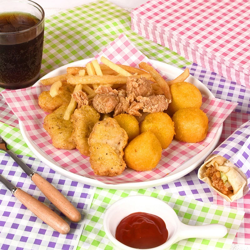 50 Sheets Greaseproof Wax Paper – Multi-Color Oil-Proof Food Wrapping Sheets for Sandwich, Burger, Fries, Bread, Macarons, Pizza, Desserts – Baking & Kitchen Packaging Supplies 50pcs 6