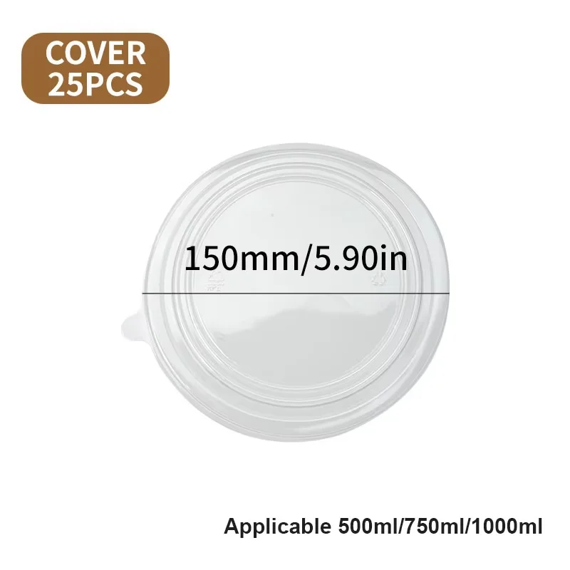 25pcs Kraft Paper Round Bowls Lunch Box Bento Box Food Containers with Lid Disposable Takeaway Soup Salad Noodles Meal Prep Eco-Friendly Food Storage for Picnic Party Travel - 图片 14