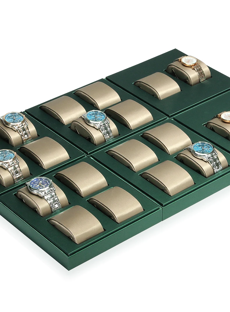 Stackable 2/4/6 Grid Watch Display Stand with Adjustable Cushions for Watches, Bracelets & Bangles – Professional Jewelry Organizer for Store Showcase, Countertop or Home Collection Display 3