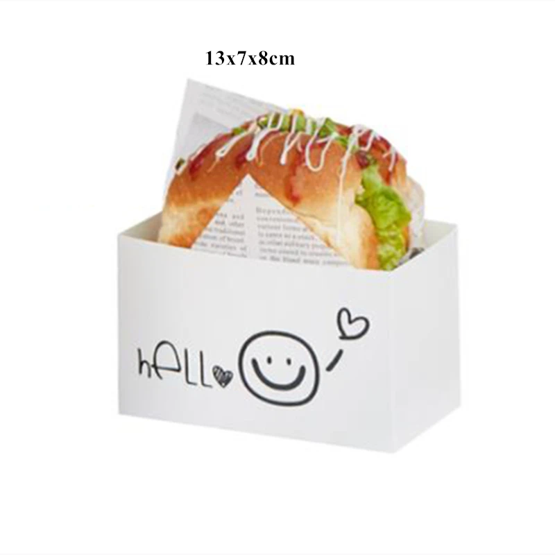 10 Sets Cardboard Sandwich & Burger Packaging Boxes, Toast and Bread Paper Trays, Disposable Food Containers for Cakes, Bakery Items, Takeout, Wedding Party, Catering, Gift, Snacks - 图片 13
