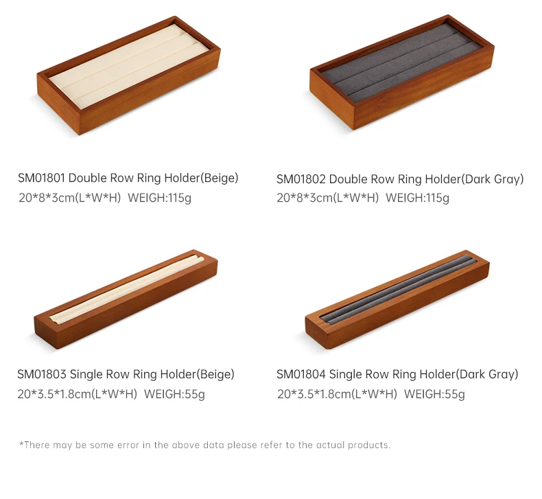 Ring Display Tray Wooden Ring Storage Stand with Microfiber Organizer | Jewelry Display Packaging Tray for Rings | Elegant Wooden Jewelry Holder Organizer for Retail Counter Showcase