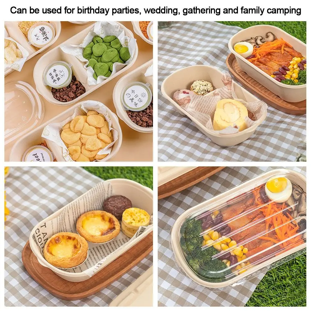 500ml 700ml 850ml 1000ml Disposable Paper Food Containers with Lids, Eco-Friendly Pulp Salad Lunch Box, Oil-Proof Takeout Bento Box for Hot Cold Meals, Recyclable Degradable To-Go Packaging 16