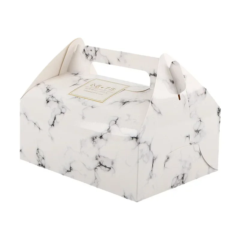 10Pcs Red Kraft Paper Cake Boxes with Handle, Bakery Packaging Gift Containers for Cupcakes, Muffins, Pastries, Donuts and Desserts – Perfect Christmas, Birthday, Wedding and Party Favor Supplies - 图片 6