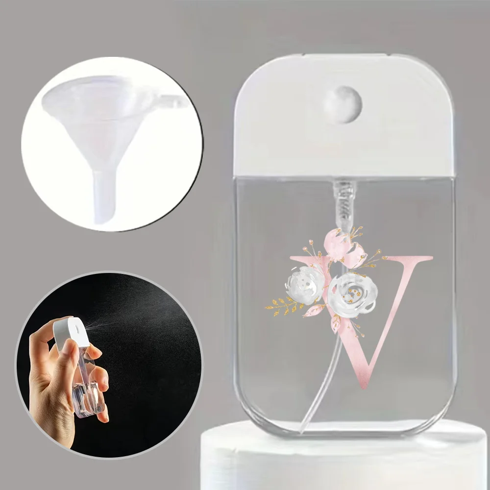 Portable Mini Spray Bottle with Funnel – Refillable Pink Flower and Letter Pattern Container for Perfume, Alcohol, Hand Sanitizer, Liquid Sub-Packaging, Travel-Friendly Cosmetic Sprayer - 图片 25