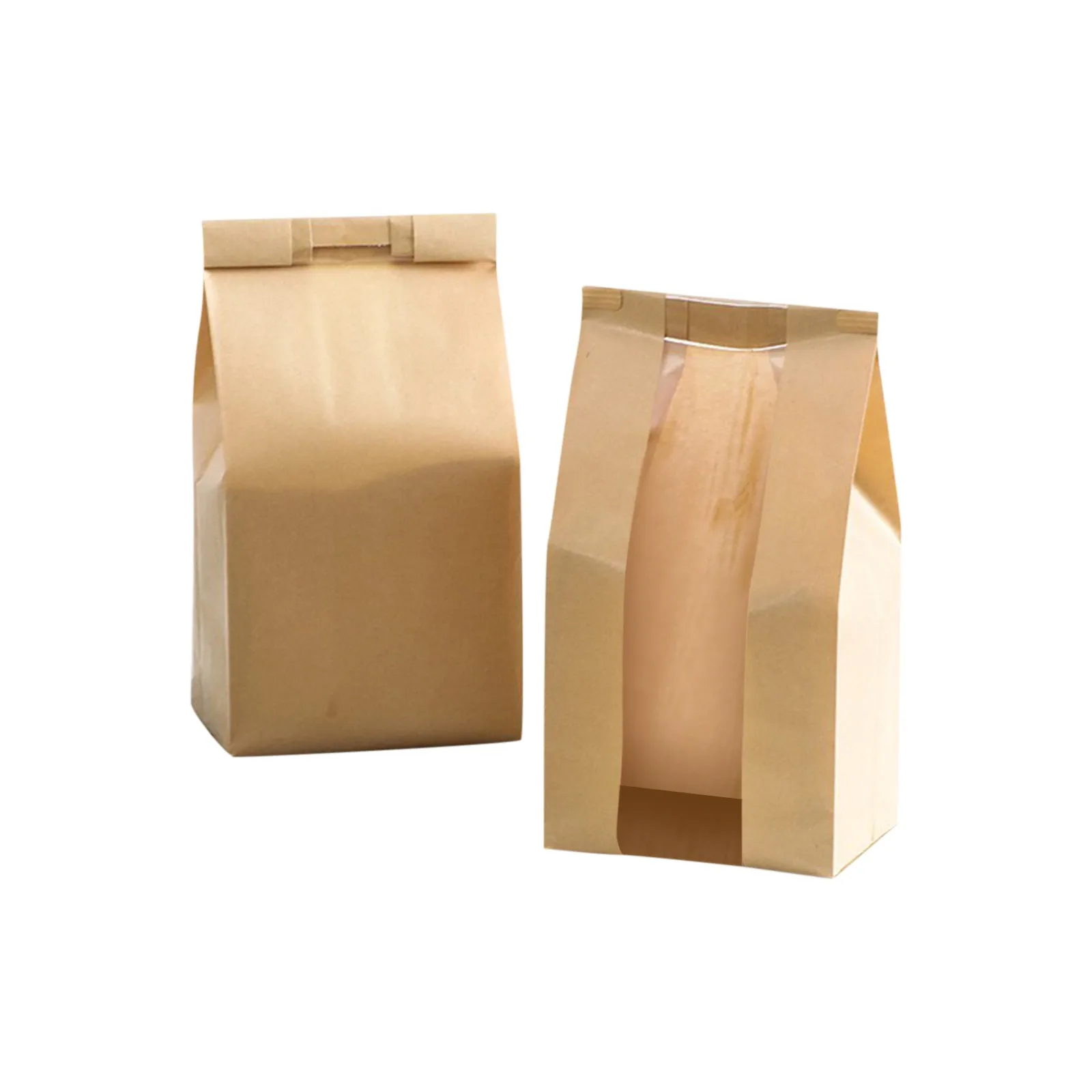 50 Pieces Large Kraft Paper Bread Bags with Transparent Window for Baked Goods, Portable and Foldable Food Storage Bags, Ideal for Homemade Bread, Bagels, Croissants, Snacks, Party, Picnic, S/M/L 2