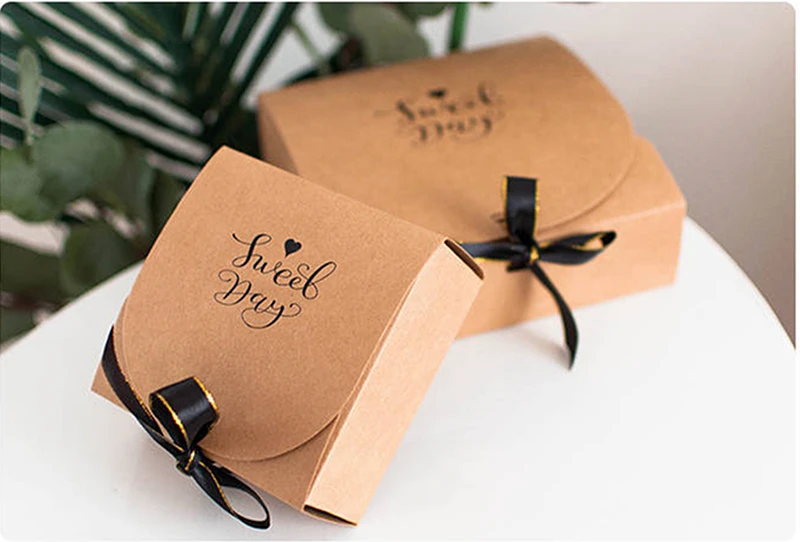 5pcs/10pcs Black Gift Boxes Small Packaging Box with Bow and Ribbon, Blank Kraft Paper DIY Custom Sizes and Logo Printing for Weddings, Birthdays, Parties, Jewelry, Confectionery, Fast Shipping 10