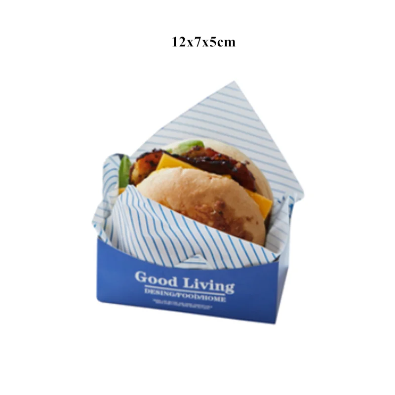 10 Sets Cardboard Sandwich & Burger Packaging Boxes, Toast and Bread Paper Trays, Disposable Food Containers for Cakes, Bakery Items, Takeout, Wedding Party, Catering, Gift, Snacks - 图片 14