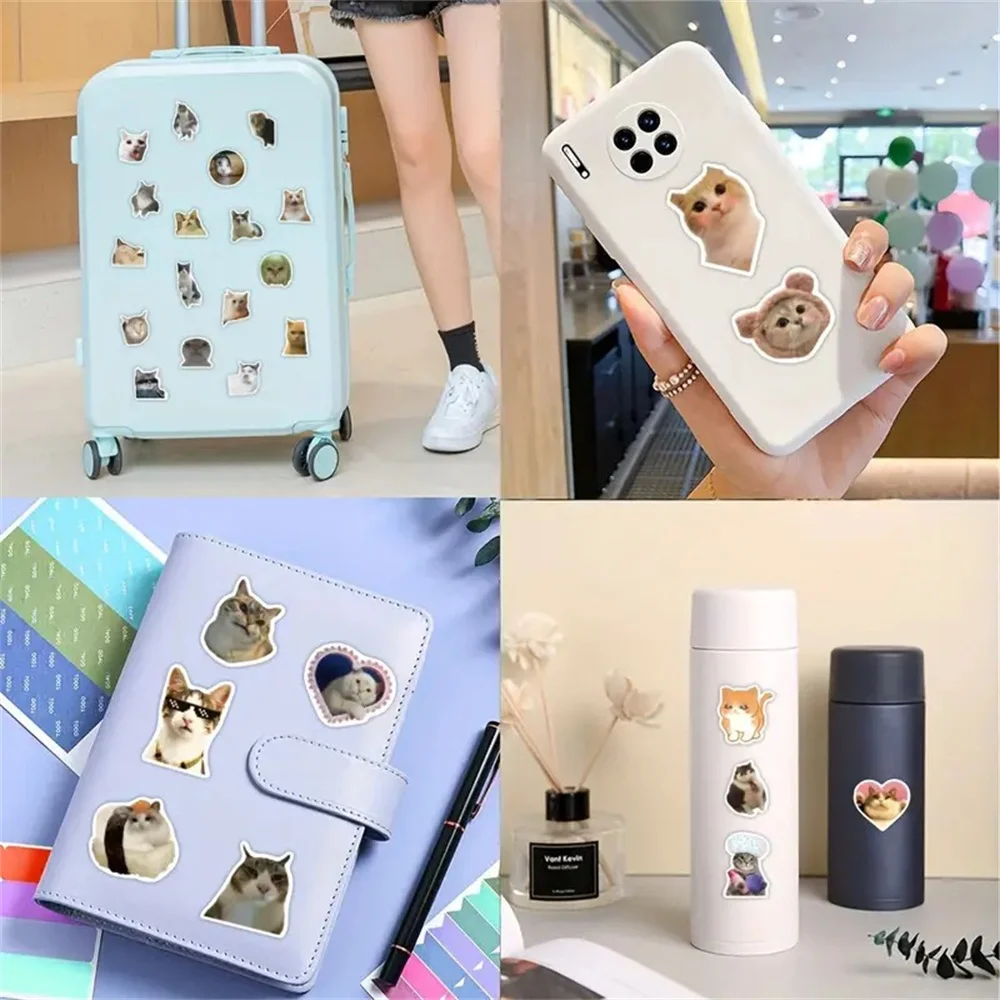 10/50PCS Cute Cartoon Cat Graffiti Stickers Vinyl Waterproof Decals for Phone, Laptop, Guitar, Skateboard, Notebook, Suitcase, Cup, Kids Toys — Durable PVC Decorative Packaging Stickers Set - 图片 6