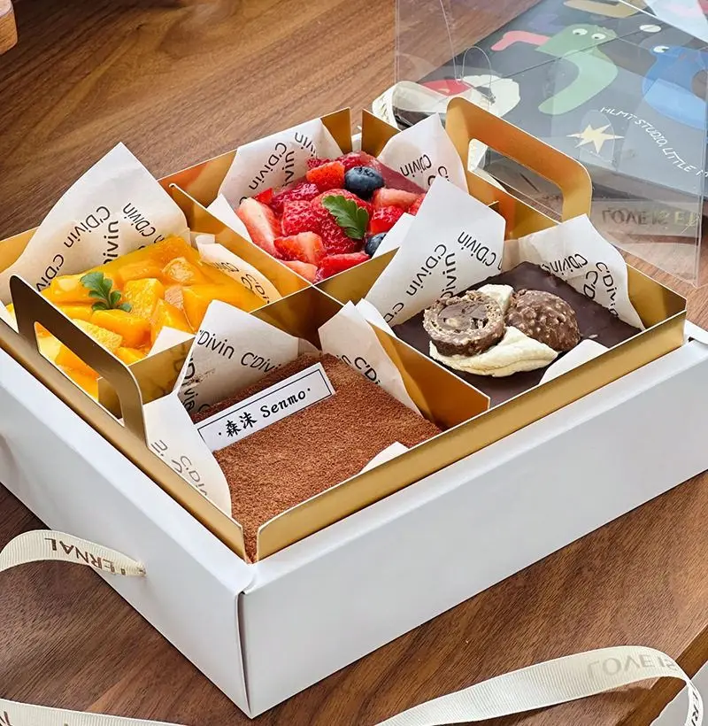 Transparent Four-Grid Dessert Cake Box 4 Compartments Clear Pastry Packaging Container for Mousse, Cupcakes, Cookies, Afternoon Tea, Picnic, Takeaway, Bakery, Party, Home Kitchen Sweet Treat Storage Transparent Four-Grid Dessert Cake Box 4 Compartments Clear Pastry Packaging Container for Mousse, Cupcakes, Cookies, Afternoon Tea, Picnic, Takeaway, Bakery, Party, Home Kitchen Sweet Treat Storage 5