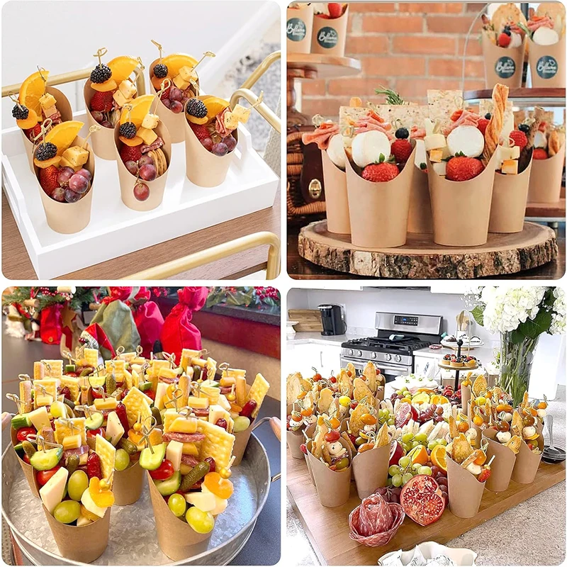 20/50pcs Kraft Paper French Fries Cups, Disposable Candy, Snack, Dessert Holders, Food Containers for Wedding, Birthday, Party Decorations, Eco-Friendly Takeout Cups for Catering, Events, Home Use 8