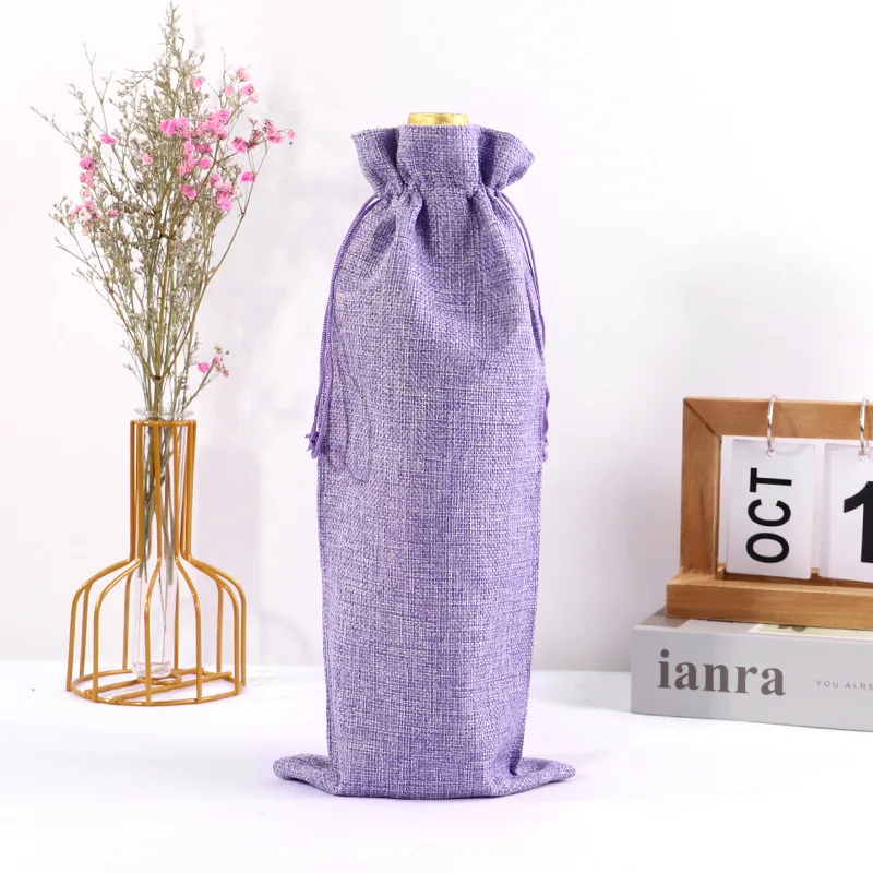 10PCS Burlap Wine Gift Bags Set – Rustic Red Wine Bottle Covers for Champagne or Liquor, Drawstring Pouches for Wedding, Holiday, Party, and Corporate Events, Eco-Friendly Reusable Packaging - 图片 3