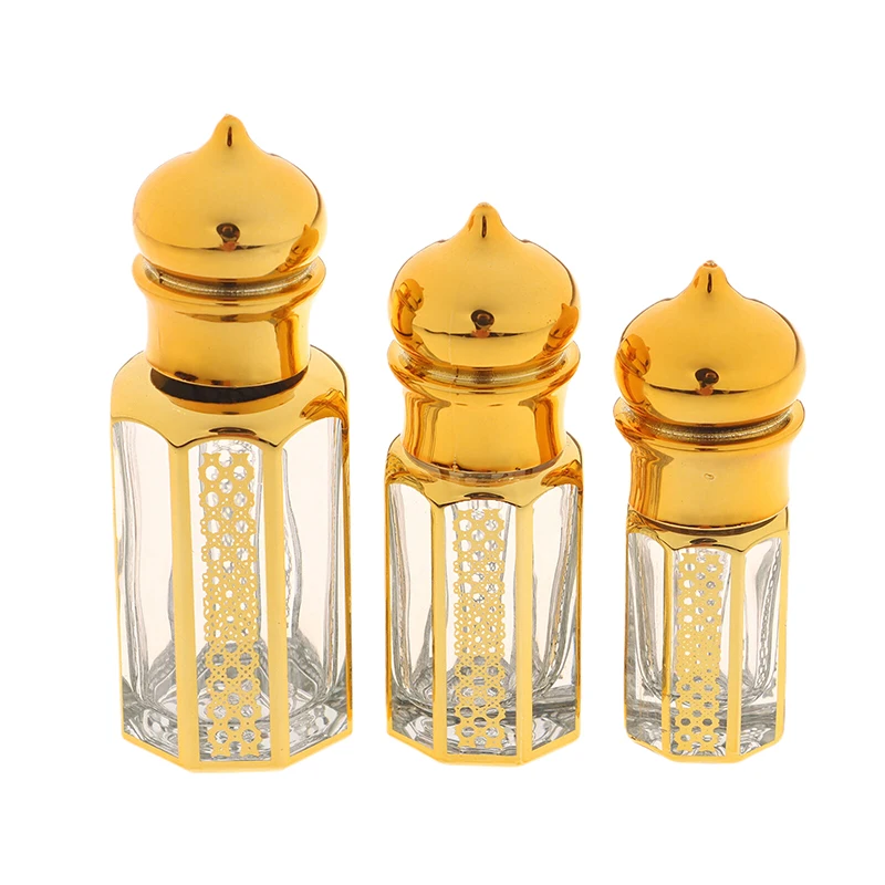 3/6/15ml Gold Mini Glass Roller Bottles, Refillable Travel Perfume & Essential Oil Containers, Octagon Roll-On Bottles for DIY Fragrance, Beauty Oil, Aromatherapy, Portable Cosmetic Sub-Bottles - 图片 6
