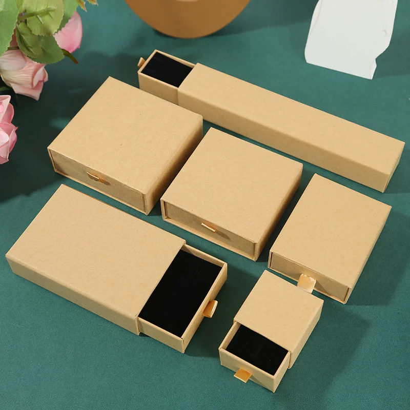500pcs Custom Luxury Jewelry Packaging Boxes, Sliding Drawer Style Cardboard Gift Box with Logo for Earrings, Necklace, Bracelets, Paper Jewelry Case for Brand Presentation and Personalized Gift Packaging - 图片 11