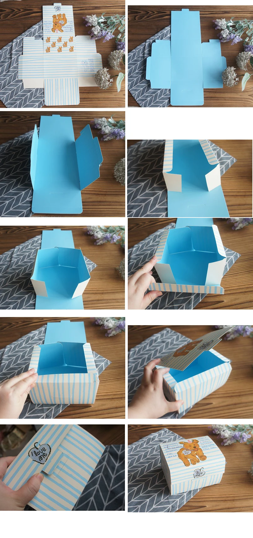 10 Pcs Blue Dog Bear Doll Paper Boxes 15.5×10×12cm for Wedding Birthday Valentine’s Day Chocolate Cookies Candy Macaron Packaging Food Safe Kraft Paper Gift Boxes 32