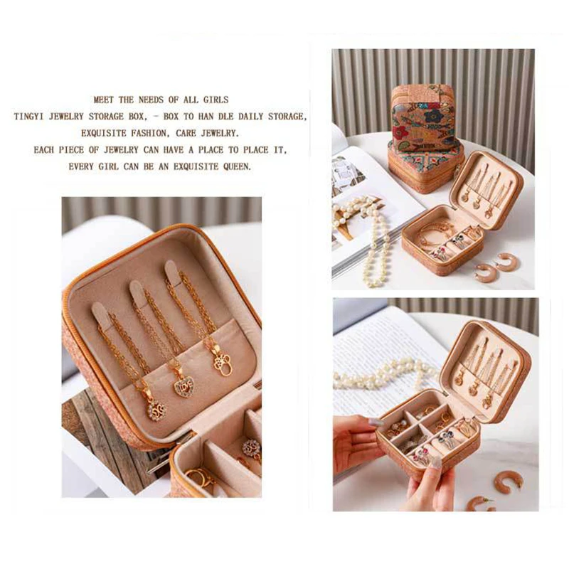 Travel Jewelry Organizer 💼 Cork Jewelry Organizer Box – Portable Travel Earring, Ring & Necklace Storage Case – Compact Multi-Compartment Display Box – Stylish & Functional Vintage Jewelry Holder – Eco-Friendly, Durable, Perfect Gift for Women 10