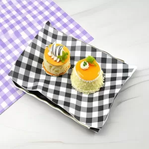 50 Pcs Greaseproof Checkered Food Wrapping Paper – Oil Resistant Burger, Sandwich & Snack Liners – Colorful Basket Mats & Placemats for Parties, Picnics, Cafes, and Takeaway