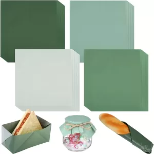 400 Sheets Sage Green Wax Paper – Gradient Green Greaseproof Deli Wrapping Sheets, Oil-Proof Waterproof Food Wrap for Sandwiches, Burgers, Cookies, Bread, Party Baking 11.8x11.8 Inch