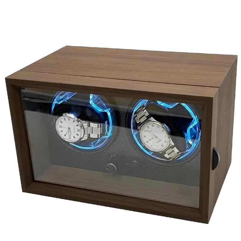 Automatic Watch Winder Box for Mechanical Watches with Silent Rotation, Dual Gear Settings for Short-Term and Long-Term Winding, USB Powered Universal Voltage Compatible Wooden Display Case - 图片 7