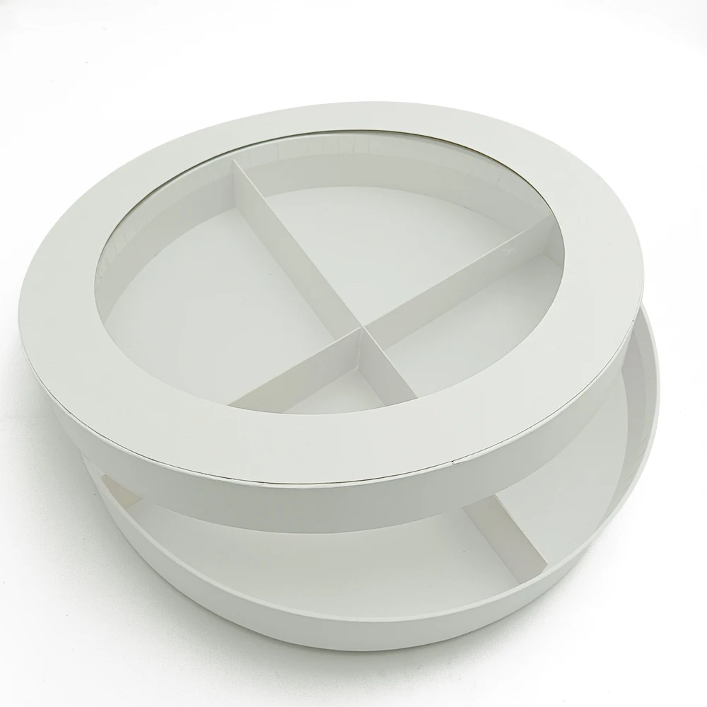 Round Dessert Gift Box with Divider – Empty Packaging Container for Charcuterie, Chocolate-Covered Strawberries, Pastries, and Sweet Treats, Perfect for Parties, Bakeries, and Holiday Gifting