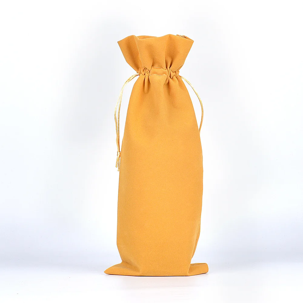 Luxury Velvet Red Wine Bottle Bag with Drawstring – 15×35cm Flannel Gift Pouch for Wedding, Birthday, Graduation, Party, or Housewarming – Soft Cloth Wine Cover, Elegant Gift Packaging - 图片 8