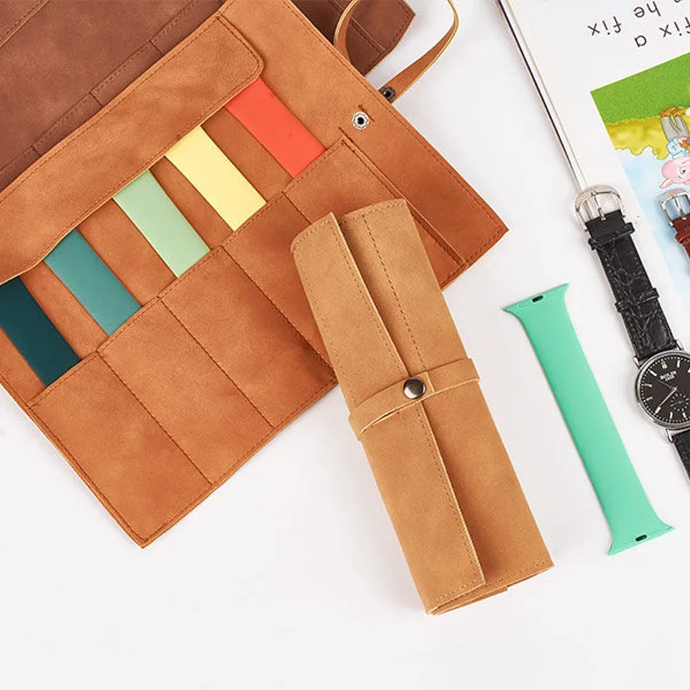 Travel Watch Organizer | Premium Full Grain Leather Watch Band Roll Organizer, 5-Slot Handmade Travel Case for Watch Straps, Portable Storage Box for Watch Lovers, Easy Carry-On Accessory for Watches & Jewelry 16