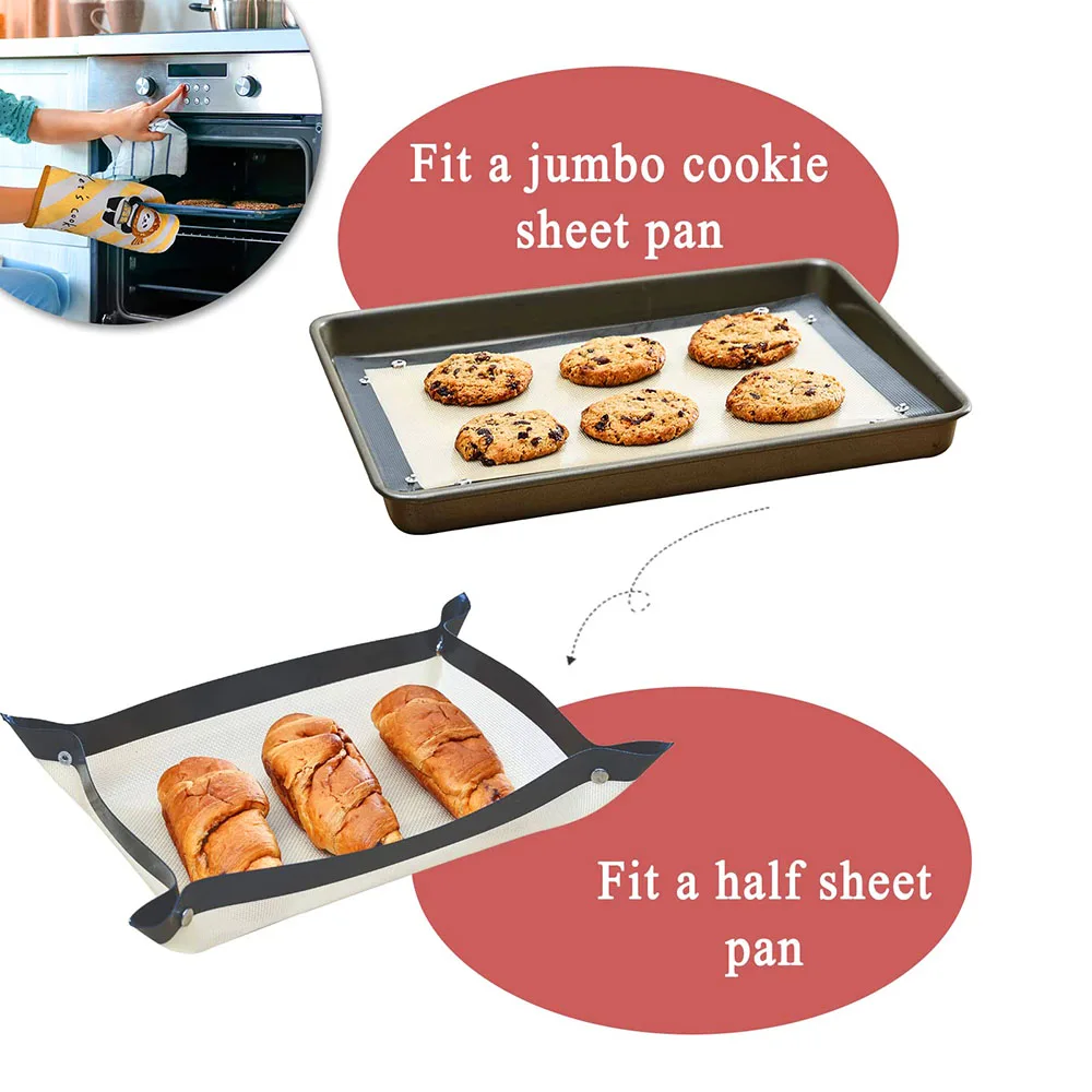 Silicone Baking Mat with Corner Buttons – Reusable Non-Stick Oven Liner, Heat-Resistant Pastry & Cookie Mat, Leak-Proof Baking Basket for Pizza, Roasts, Pastries, and Oven Use Silicone Baking Mat with Corner Buttons – Reusable Non-Stick Oven Liner, Heat-Resistant Pastry & Cookie Mat, Leak-Proof Baking Basket for Pizza, Roasts, Pastries, and Oven Use
