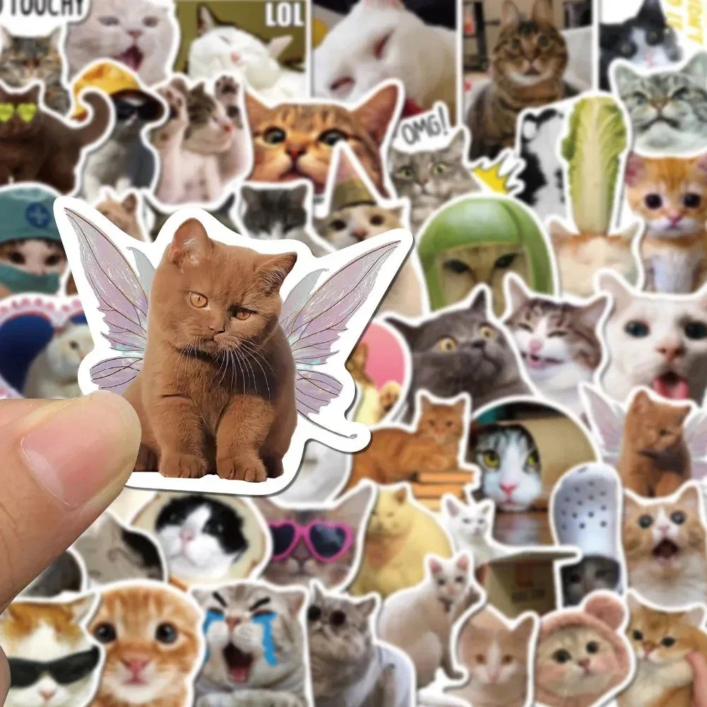 10/50PCS Cute Cartoon Cat Graffiti Stickers Vinyl Waterproof Decals for Phone, Laptop, Guitar, Skateboard, Notebook, Suitcase, Cup, Kids Toys — Durable PVC Decorative Packaging Stickers Set - 图片 3