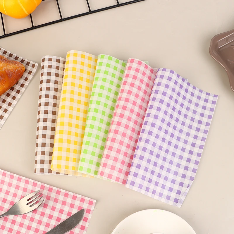 50 Sheets Greaseproof Wax Paper – Multi-Color Oil-Proof Food Wrapping Sheets for Sandwich, Burger, Fries, Bread, Macarons, Pizza, Desserts – Baking & Kitchen Packaging Supplies 50pcs 8
