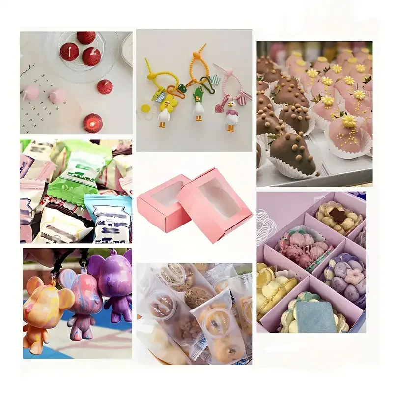 10/30-Pack Mini Pink Cardboard Gift Boxes with Transparent Window for Jewelry, Candy, Chocolate, Mini Soap, Wedding & Party Favors, Birthday, Holiday Celebration, DIY Decoration, Sturdy Recyclable Favor Boxes 3