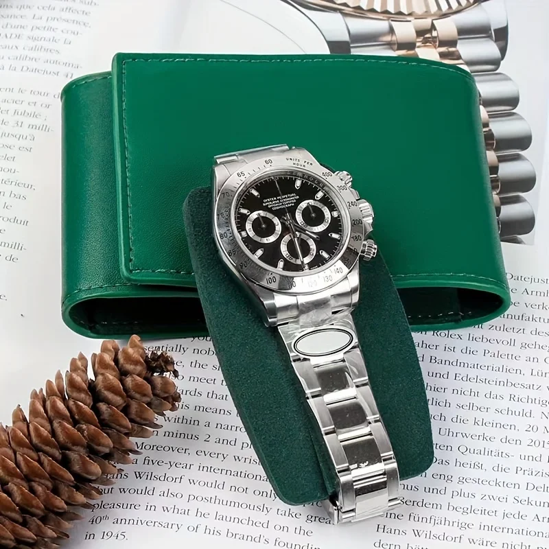 Travel Watch Organizer | High-End Portable Green Travel Watch Storage Bag with Secure Snap Closure, Protective Wristwatch Case for Men and Women, Compact Snap-On Organizer for Safe Transport and Display 5