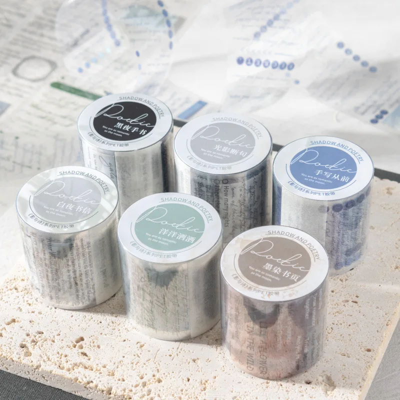 4cm×200cm Transparent English Themed PET Tape Stickers | Creative Decorative Scrapbooking Packaging Roll for Diary, Journals, Crafts & Gift Wrapping Supplies - 图片 3