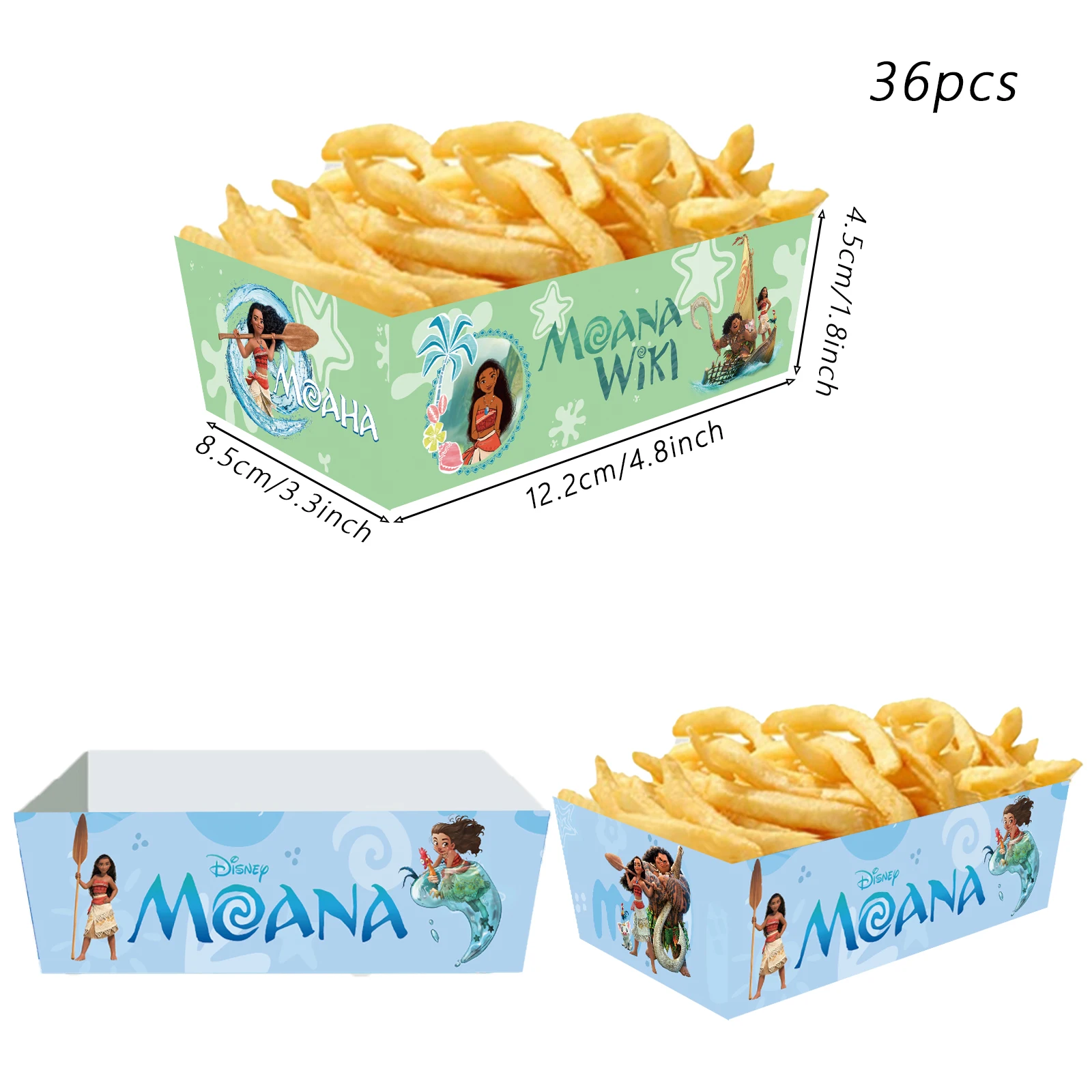 12/24/36pcs Moana Birthday Party Supplies French Fry Boxes Disposable Popcorn Snack Candy Containers Paper Food Packaging Trays for Kids Party Decoration, Festival Events, Weddings, Baby Shower - 图片 7