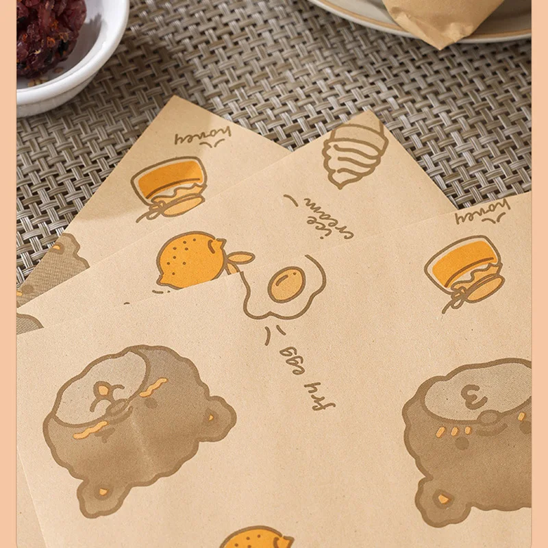 50PCS Oil-Proof Wax Paper Wrapping Sheets 18×18cm / 22×22cm Square Disposable Grease-Resistant Sandwich Burger Bread Fries Wrap Paper Baking Liner for Breakfast, Chicken Roll, Gift, or Craft Use 7